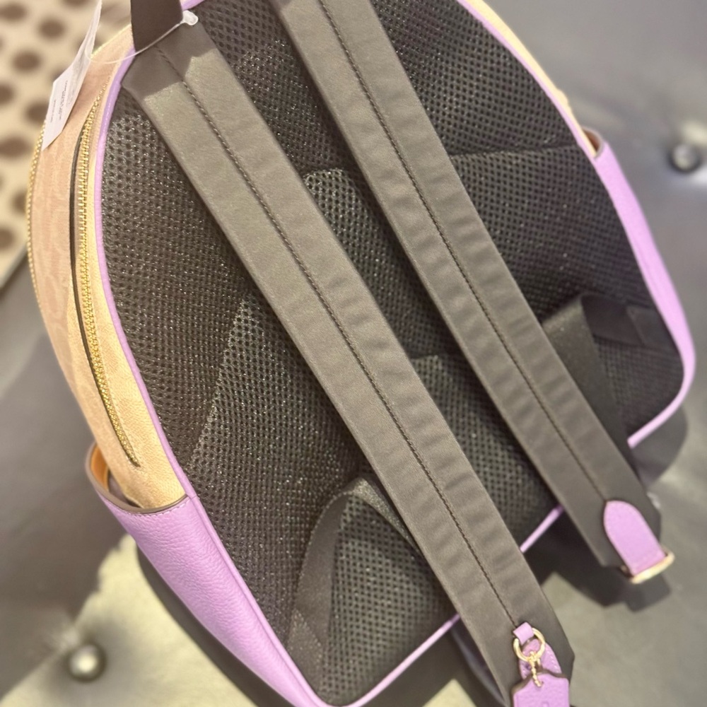 COACH CZ176 Court Backpack In Signature Canvas & Leather Sand/Iris NWT - Picture 7 of 10